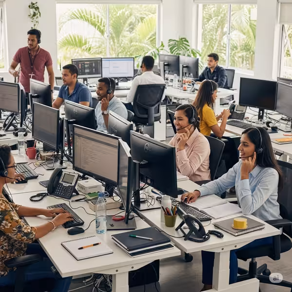 Opérateurs multilingues dans un centre d’appel externalisé gérant le service client pour PME B2B