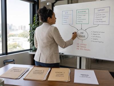 Schéma comparatif outsourcing multifonction vs multi-prestataires pour PME française