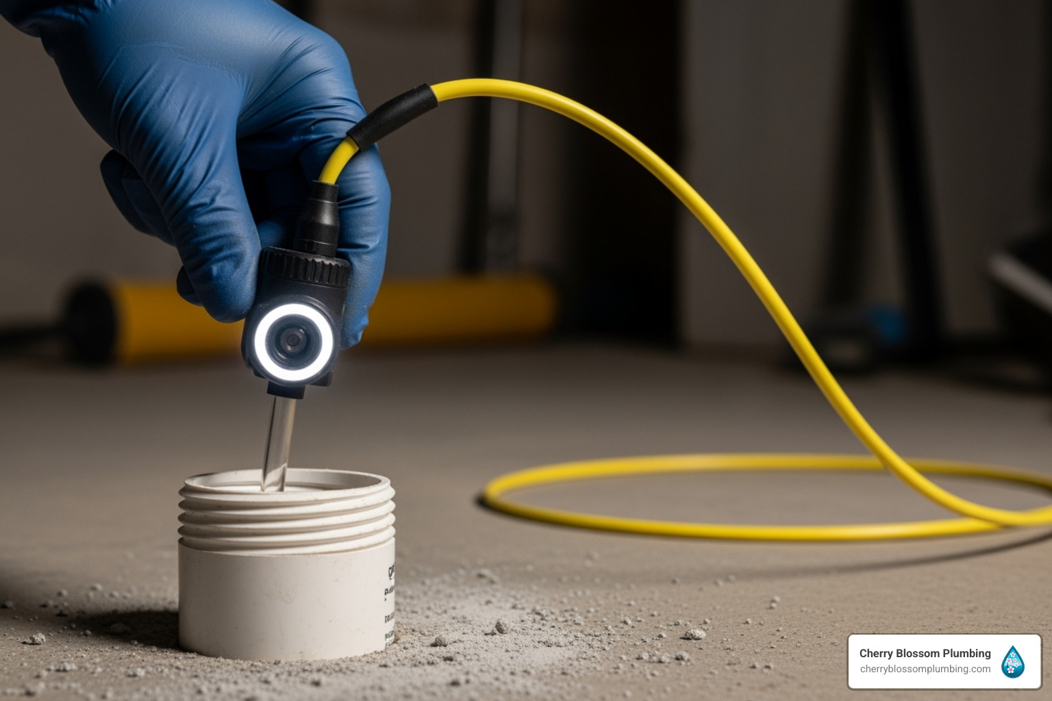 Gloved hand using camera probe for inspection in industrial setting
