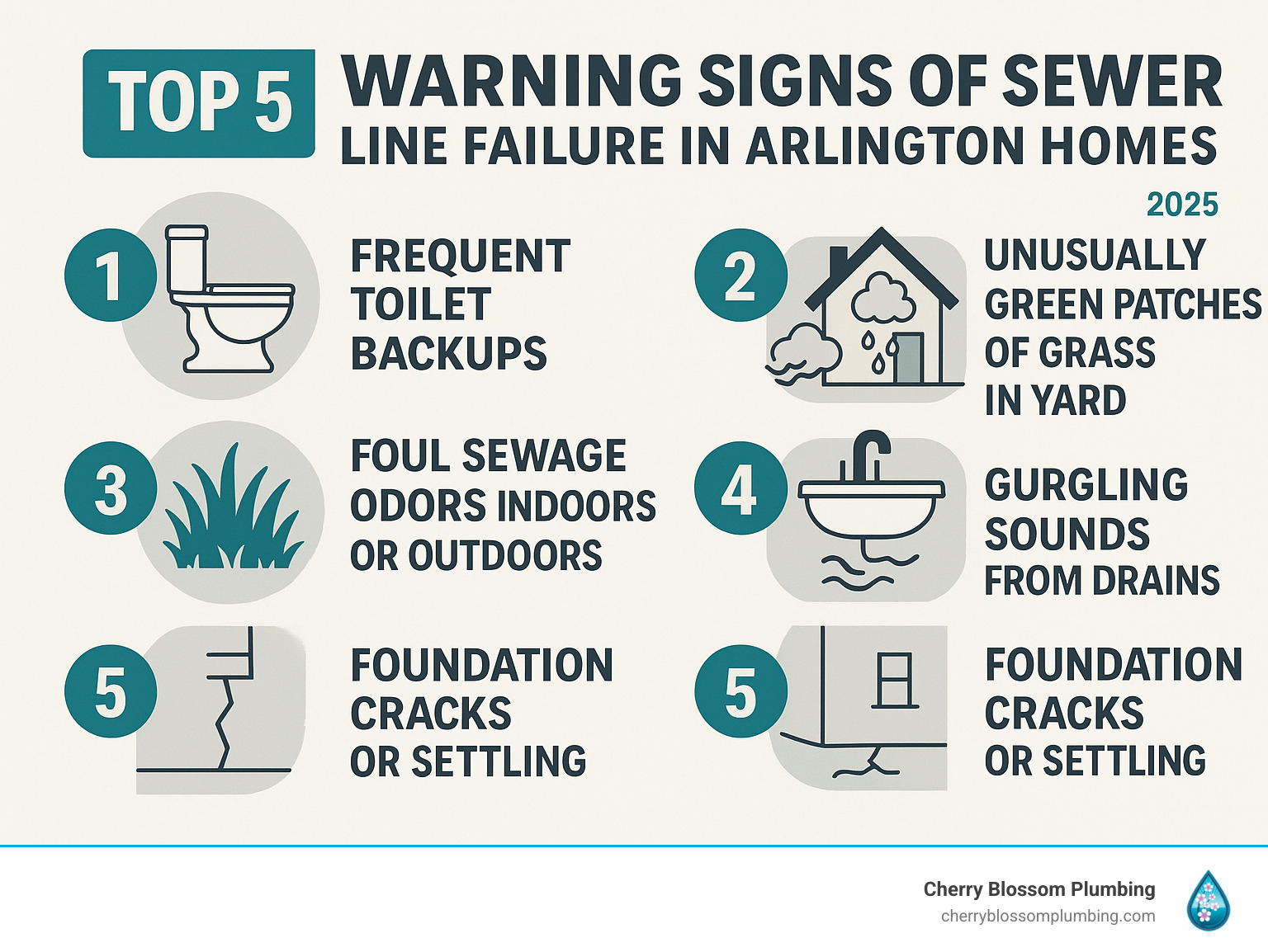 Top 5 warning signs of sewer line failure in Arlington homes