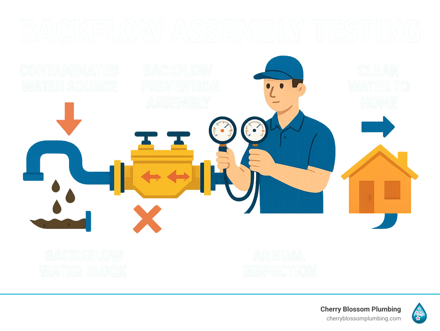 Plumber checking water pipe pressure with gauges near residential house