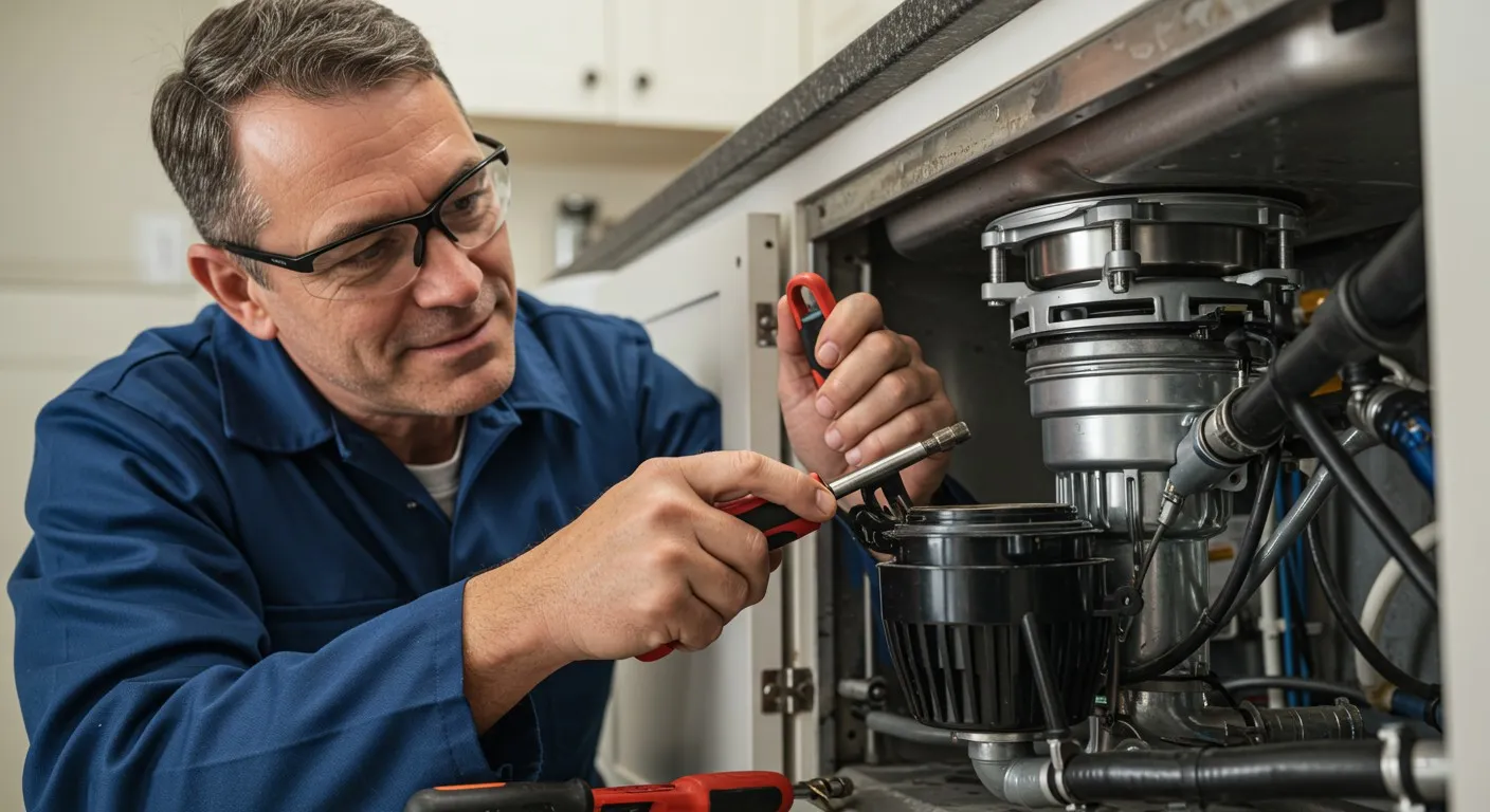 Technician repairs complex machinery with precision tools in workshop