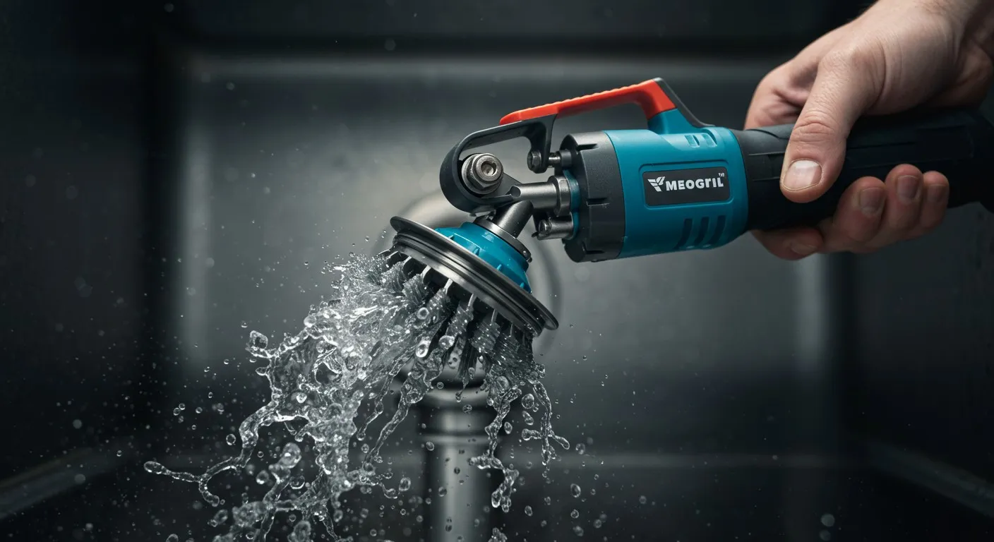 Meogil power tool spraying water with dynamic splash effect