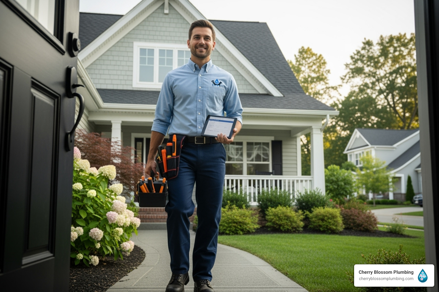 friendly, professional plumber arriving at a home - emergency plumber arlington VA friendly, professional plumber arriving at a home - emergency plumber arlington VA