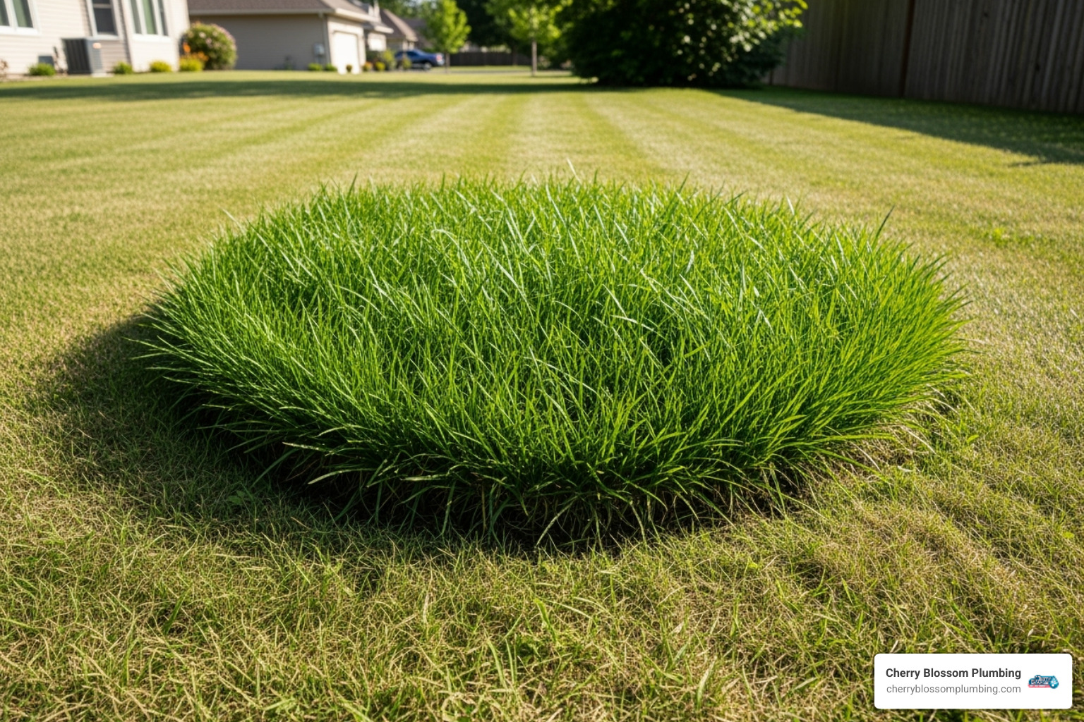lush green patch of grass - cast iron sewage pipe repair