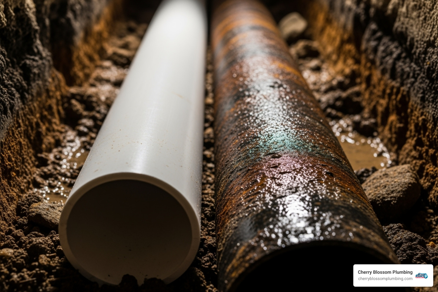 new PVC pipe next to old cast iron pipe - cast iron sewage pipe repair