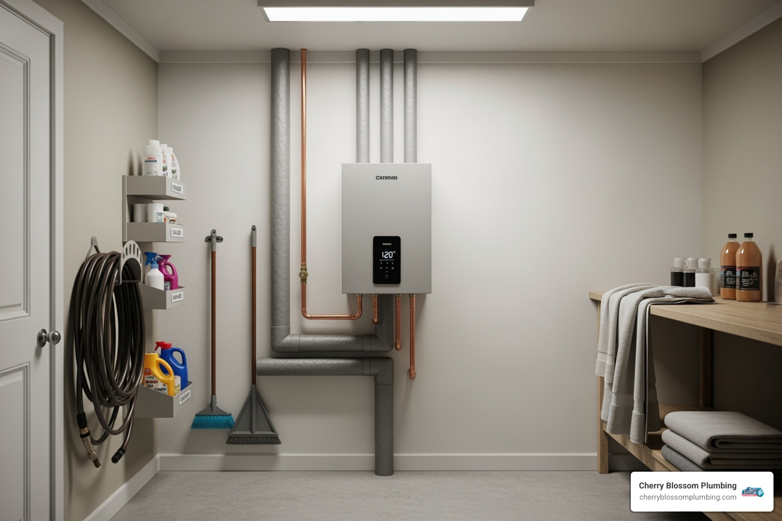 clean, well-maintained water heater in a utility closet - emergency water heater repair northern virginia