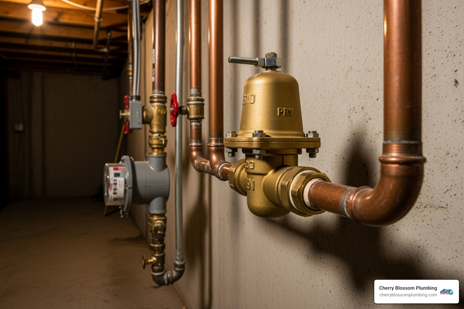A typical Pressure Reducing Valve (PRV) installed on a main water line - water pressure problems arlington va