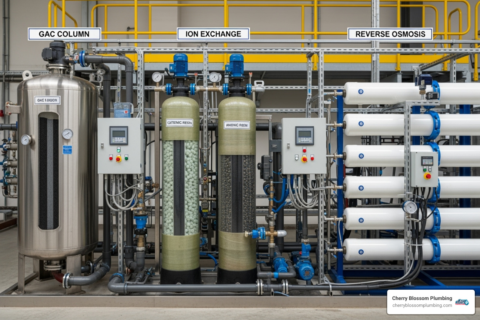 Three main water filtration methods: Granular Activated Carbon (GAC) column, Ion Exchange (IX) resin beads, and a Reverse Osmosis (RO) membrane system - pfas removal system Three main water filtration methods: Granular Activated Carbon (GAC) column, Ion Exchange (IX) resin beads, and a Reverse Osmosis (RO) membrane system - pfas removal system