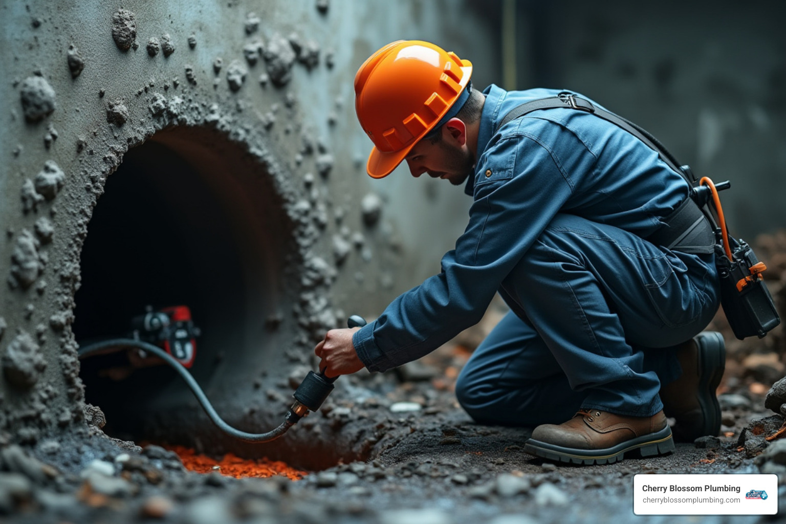 plumber performing a sewer camera inspection - emergency plumber arlington va