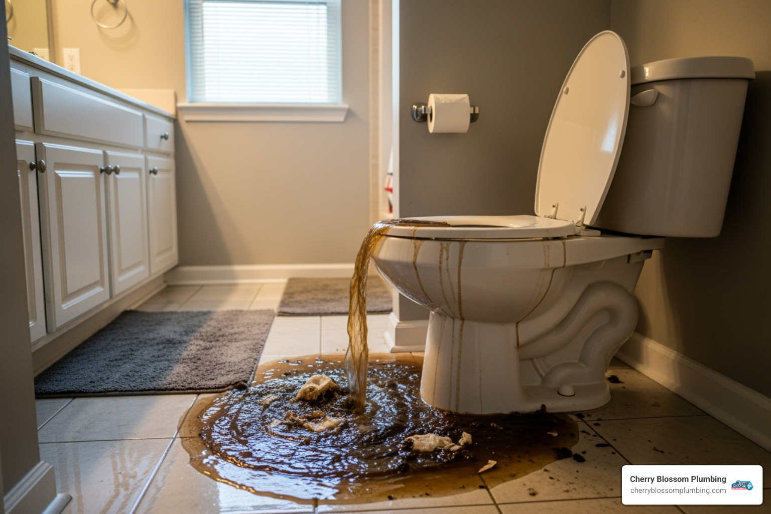 sewer backup in a residential bathroom - emergency plumber arlington va