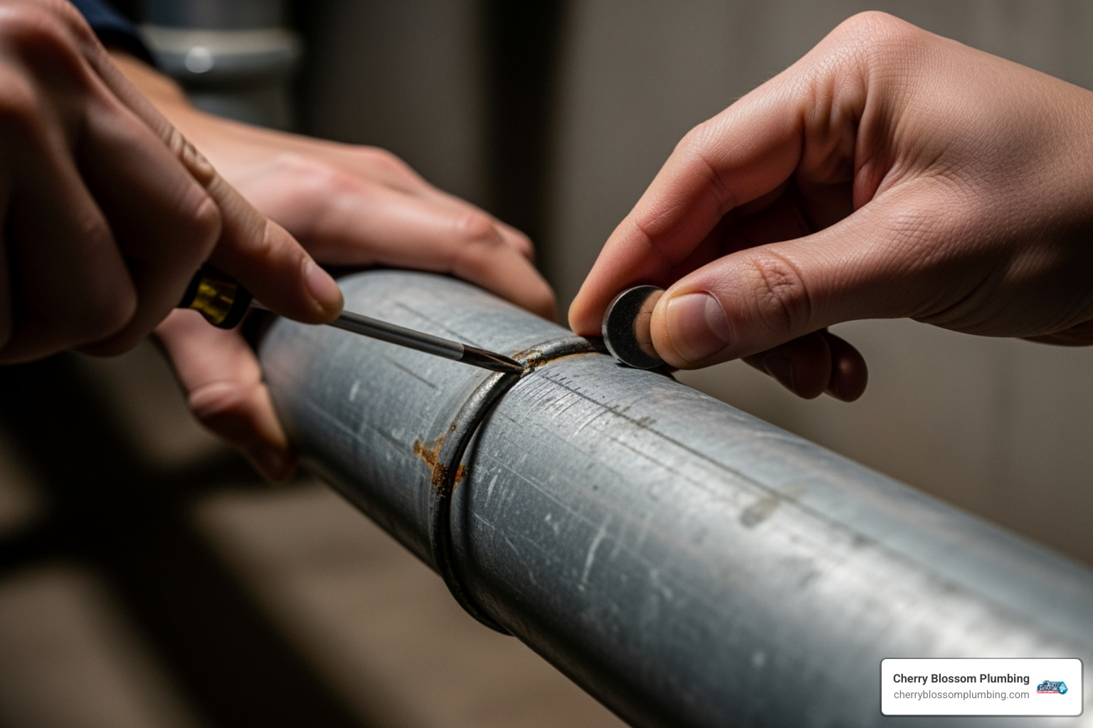 scratch test and magnet test on a pipe - galvanized plumbing scratch test and magnet test on a pipe - galvanized plumbing
