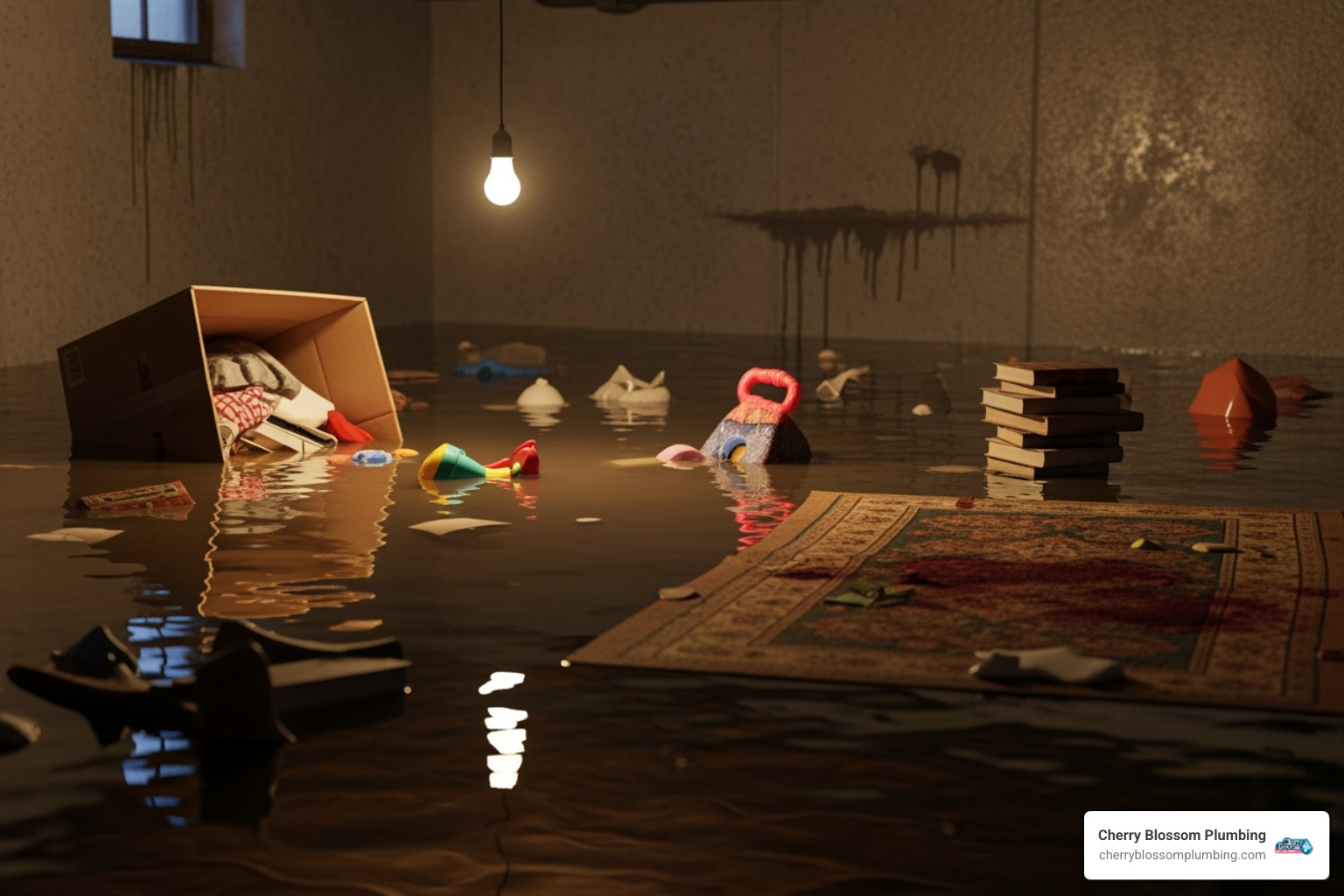 a flooded basement due to sewer backup - sewer line repair alexandria va