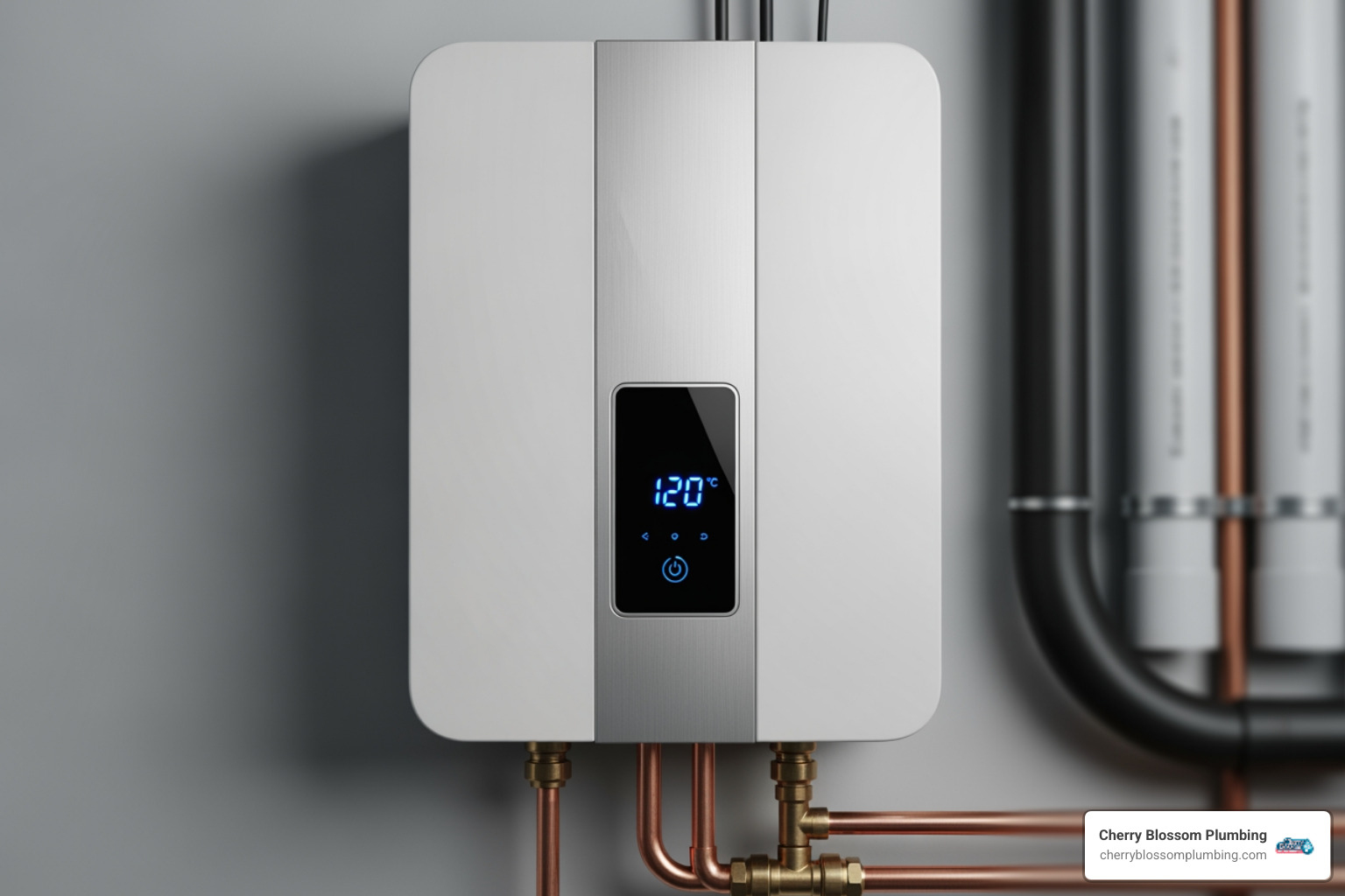 Digital temperature display on a tankless water heater unit - 120 volt tankless hot water heater Digital temperature display on a tankless water heater unit - 120 volt tankless hot water heater