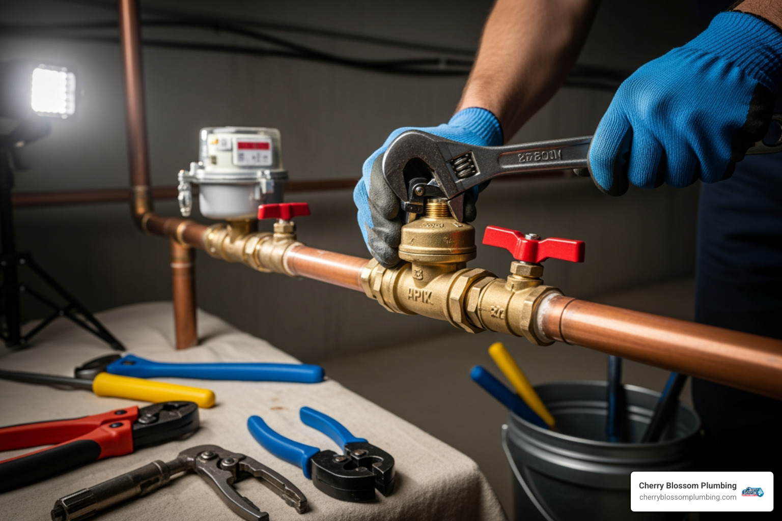 licensed plumber professionally installing a PRV on a copper pipe - prv installation northern va licensed plumber professionally installing a PRV on a copper pipe - prv installation northern va