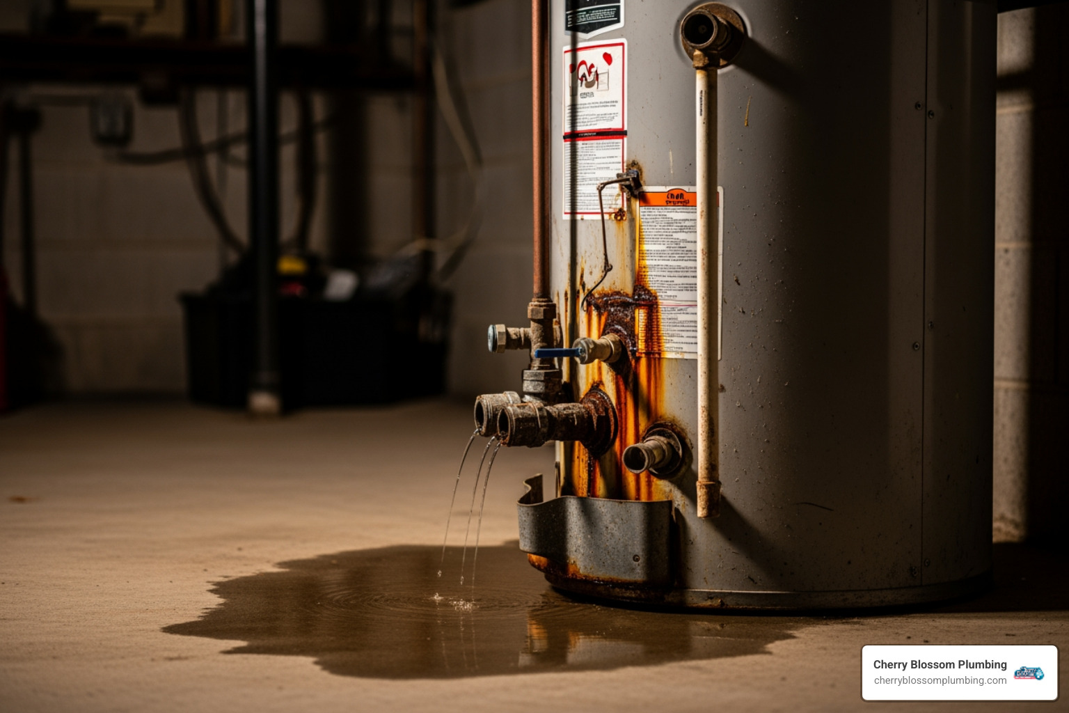 Infographic showing the top 5 signs your water heater is failing: age over 8-12 years, rusty or discolored water, loud rumbling or popping noises, leaking around the base, and inconsistent water temperature - home water heater installation in alexandria, va Infographic showing the top 5 signs your water heater is failing: age over 8-12 years, rusty or discolored water, loud rumbling or popping noises, leaking around the base, and inconsistent water temperature - home water heater installation in alexandria, va