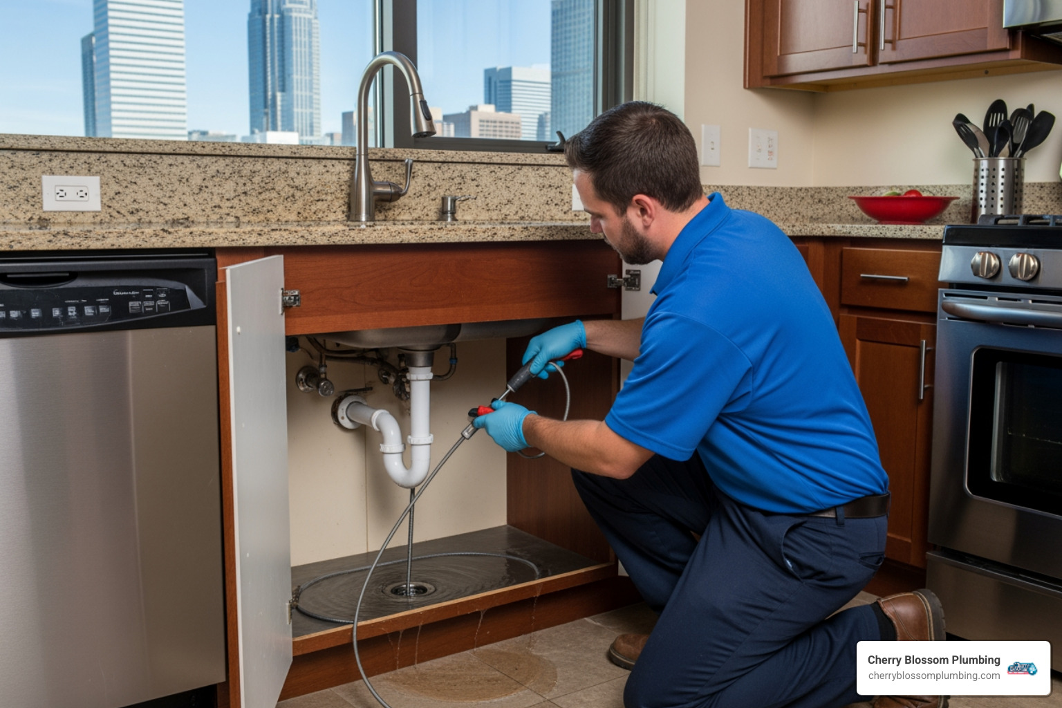 infographic showing common signs of drain clogs including slow drainage, gurgling sounds, foul odors, water backups, and multiple clogged fixtures with icons for each symptom - drain cleaning Rosslyn, VA