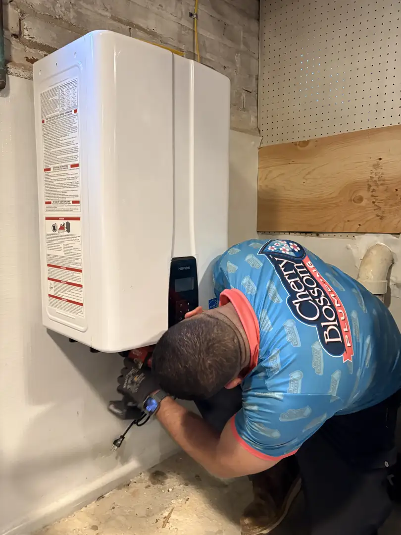 A complex pipe installation in a residential basement performed by a licensed professional