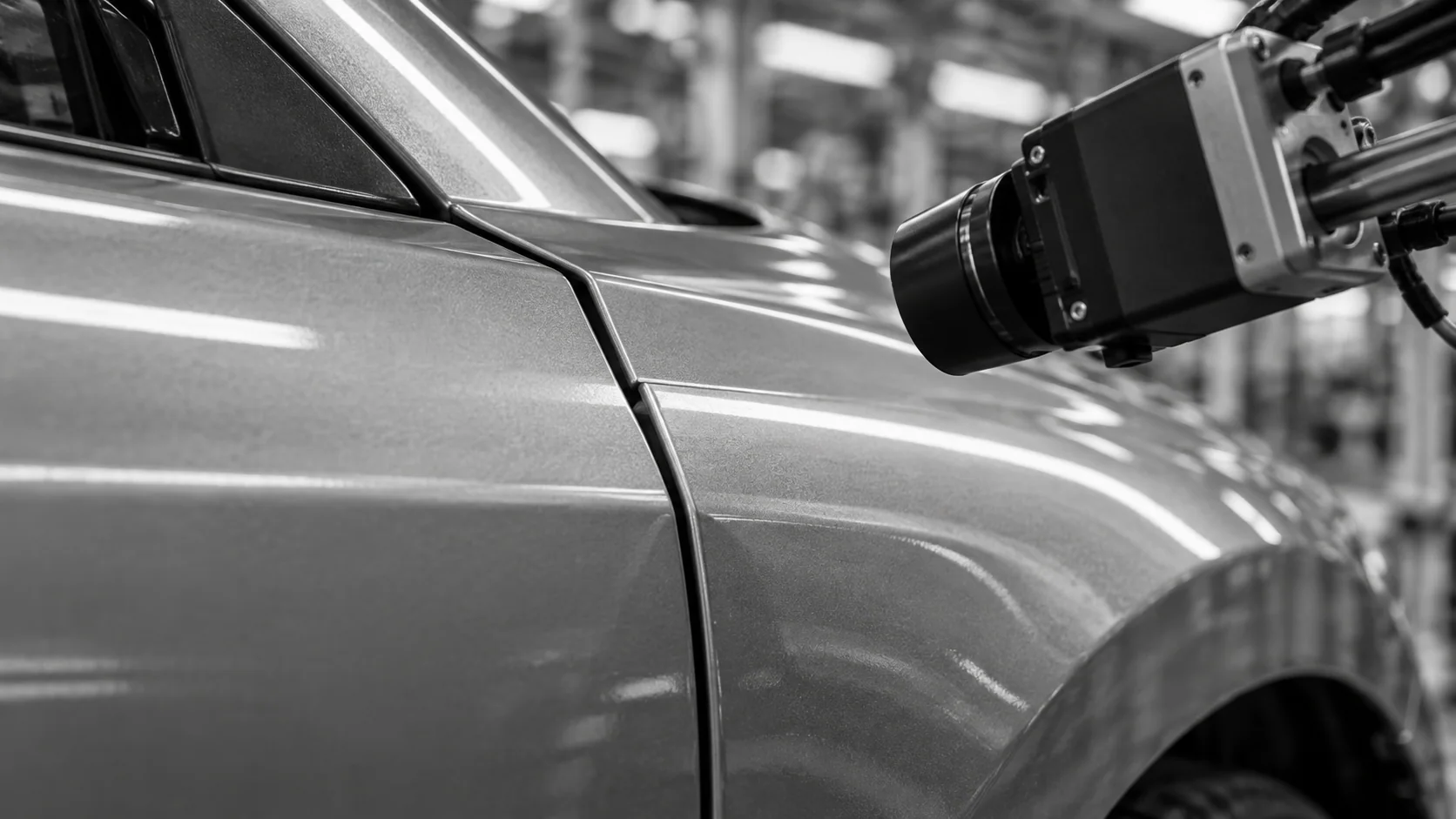 Conceptual illustration of an optical head facing a gap between adjacent vehicle panels.