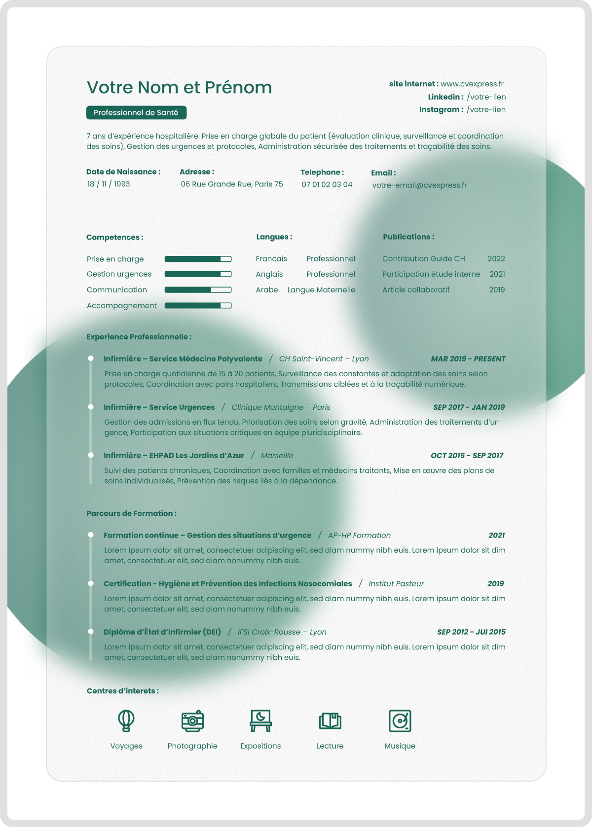Exemple de CV professionnel structuré pour le secteur santé