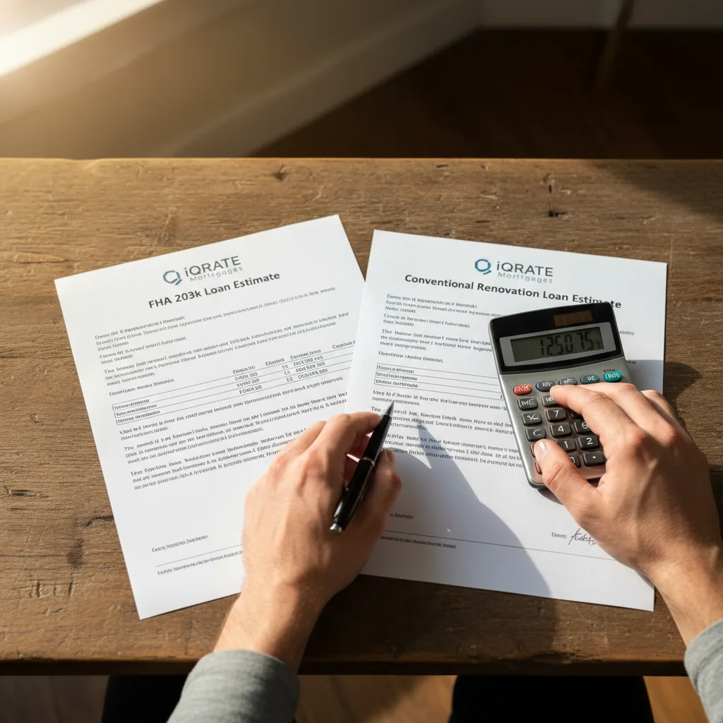 Contractor reviewing paperwork for an FHA 203k loan project