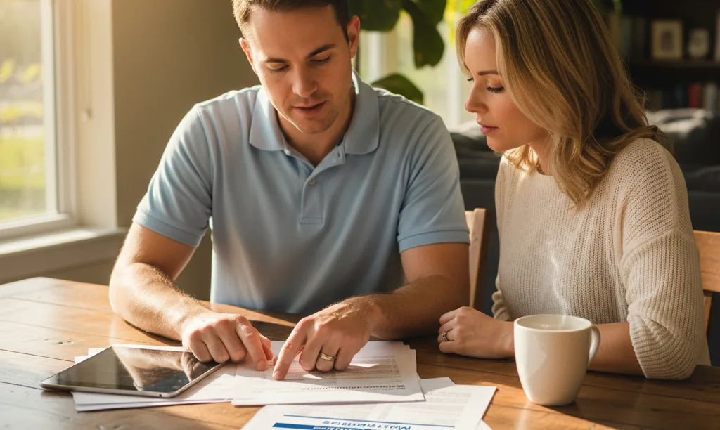 Couple reviewing iQRATE Mortgages paperwork in Florida.