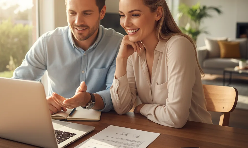 Couple confidently planning their mortgage with iQRATE.