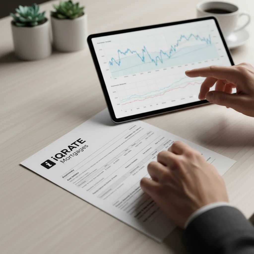 Person reviewing their credit report and financial documents