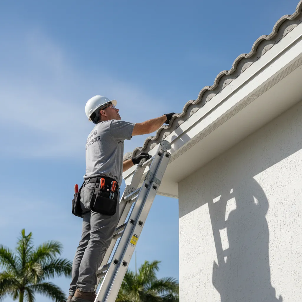 A home with hurricane shutters, illustrating a key wind mitigation feature.