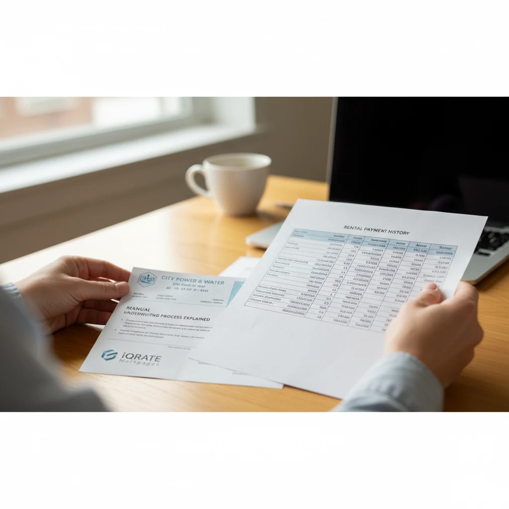 Financial documents and bank statements organized for a mortgage application.