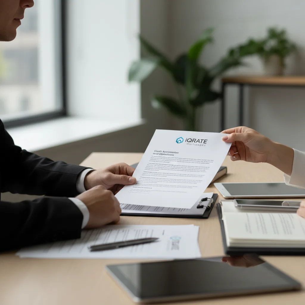 A mortgage underwriter reviewing credit report details.