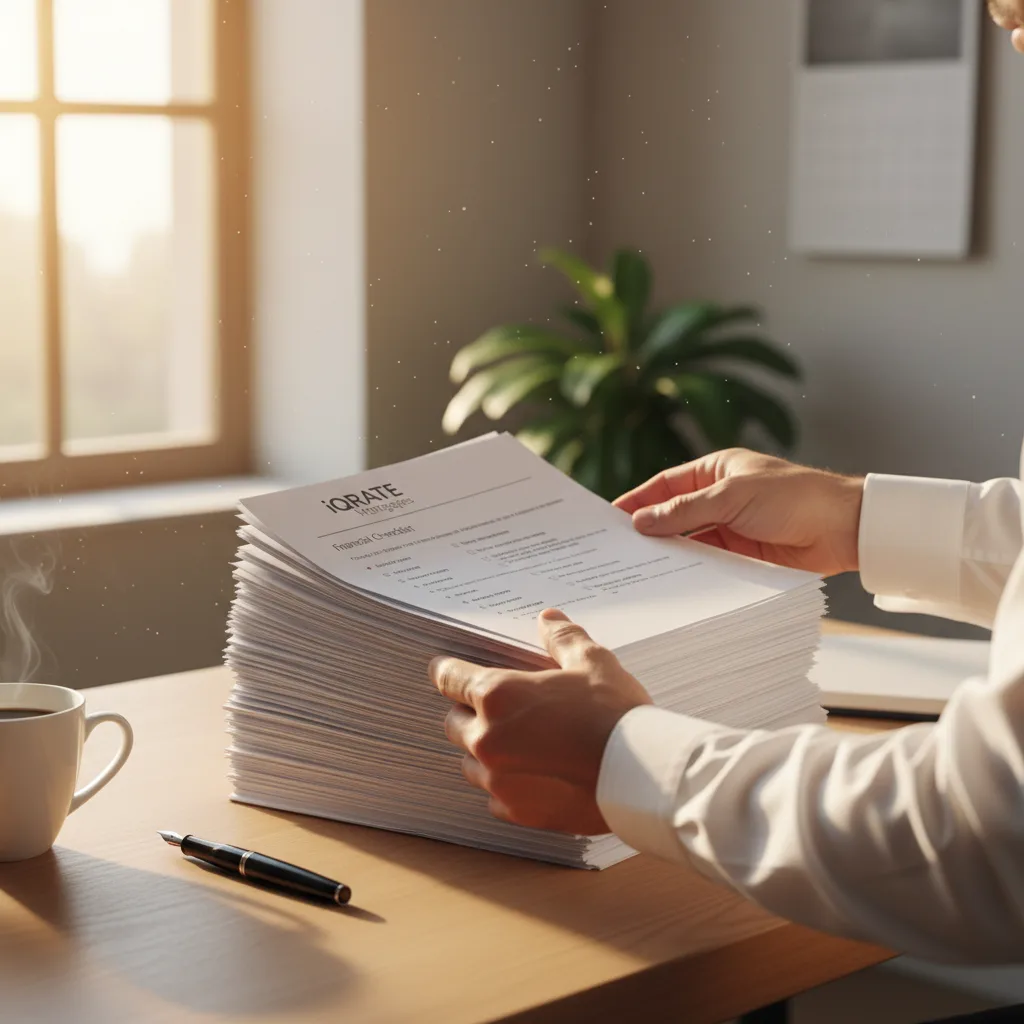 Self-employed person organizing finances to apply for a bank statement loan.