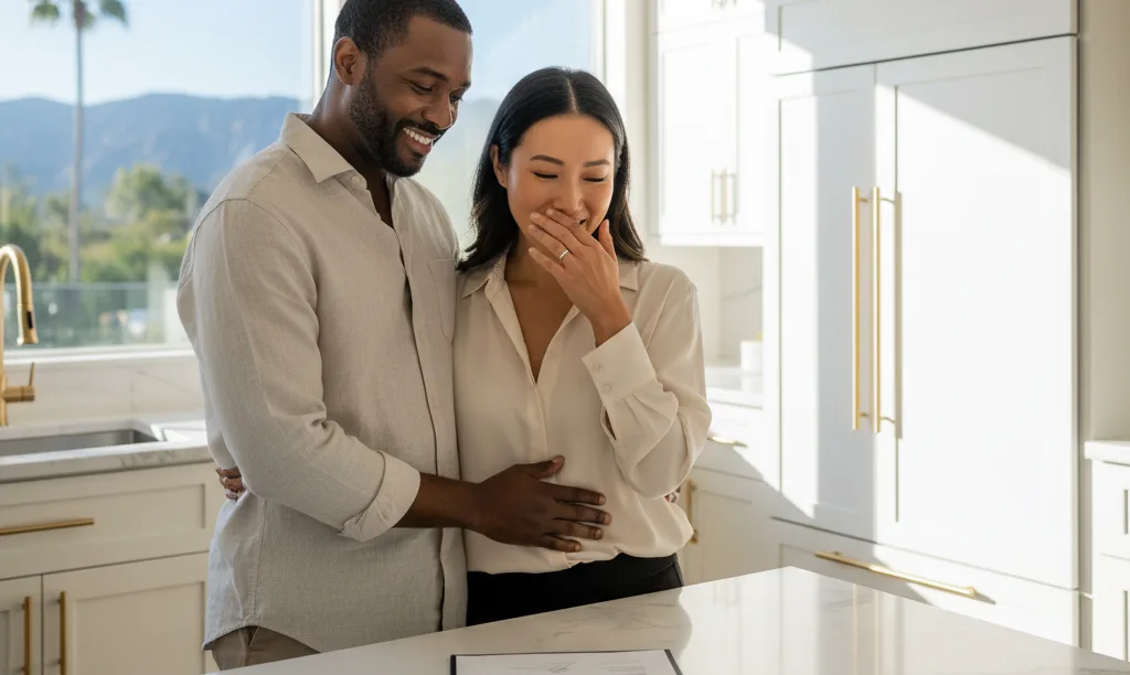 Couple celebrates securing their California jumbo loan.