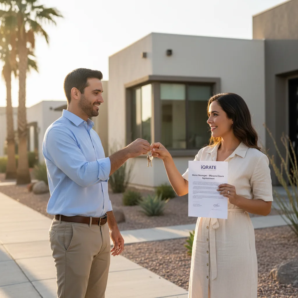 A person organizing financial documents, representing simplified bookkeeping with a portfolio loan.