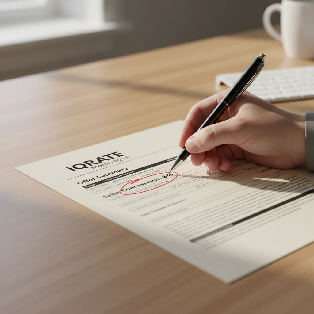 Homebuyers reviewing mortgage documents and closing costs with a loan officer.