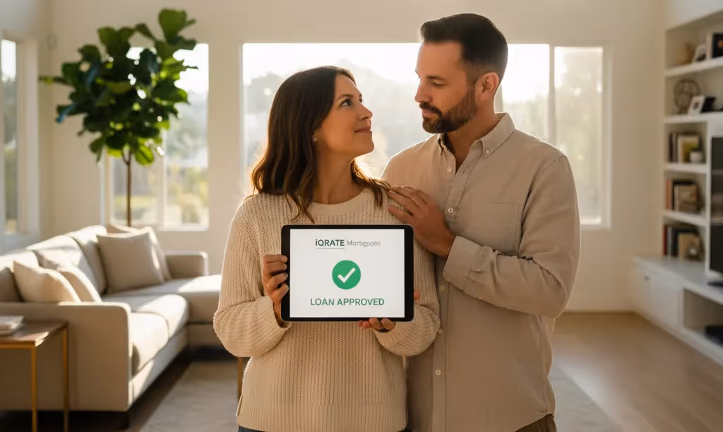 Couple celebrates jumbo loan approval from iQRATE Mortgages.