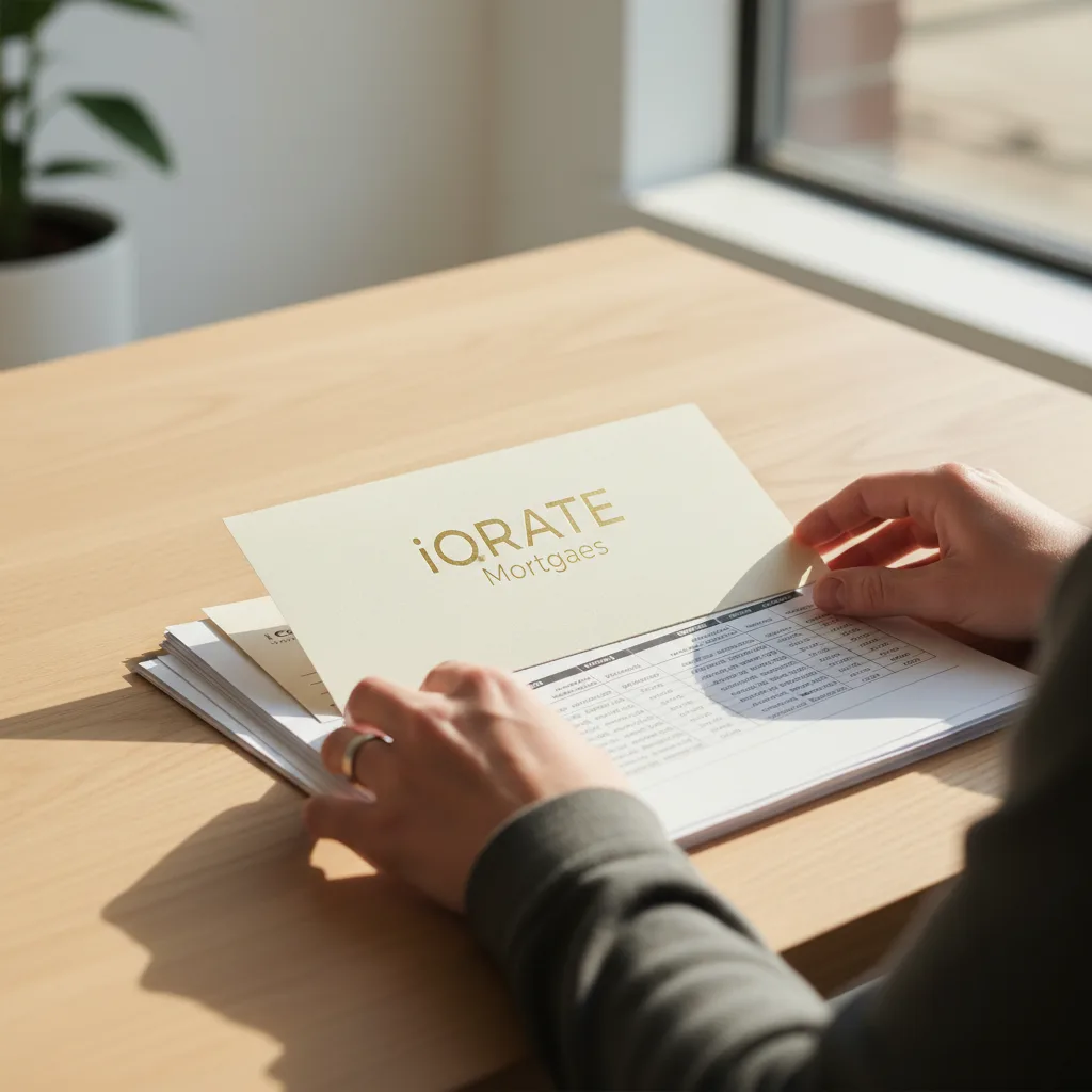 A business owner reviewing financial statements for a mortgage application.