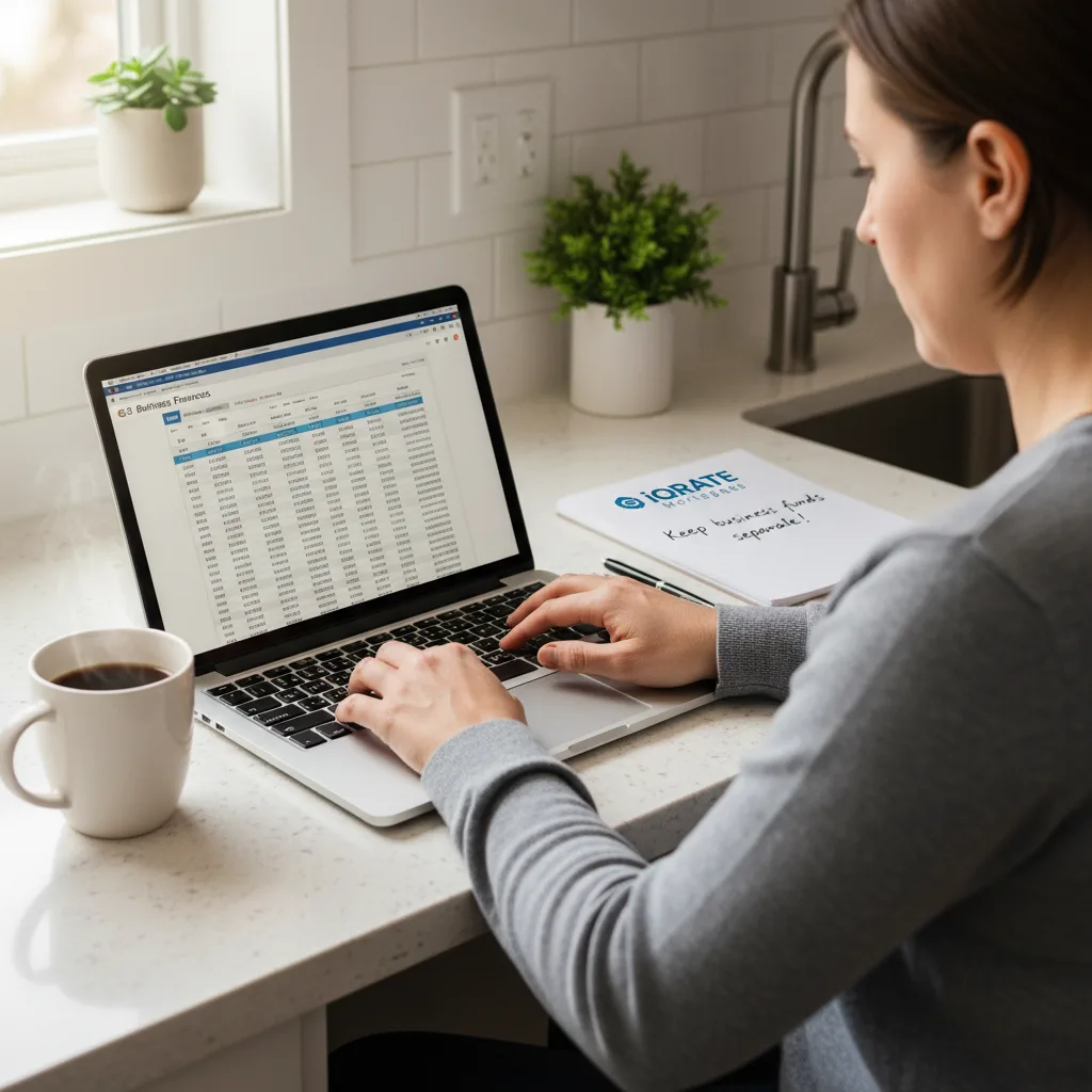 A calculator and financial documents representing mortgage income averaging.