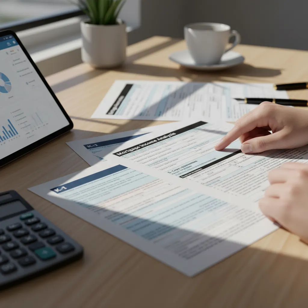 Calculator and pen on top of business financial statements.