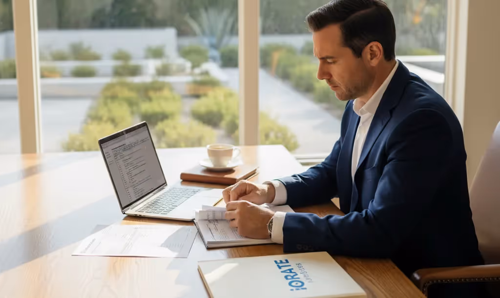 Man reviewing K-1 income for California jumbo loan.