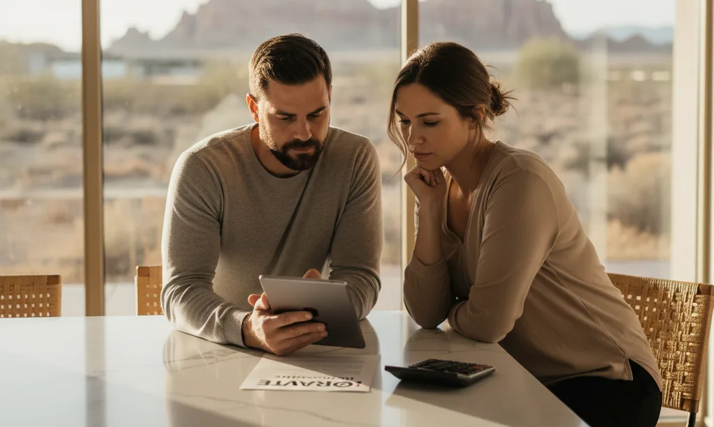 Couple in Las Vegas discussing their mortgage options.