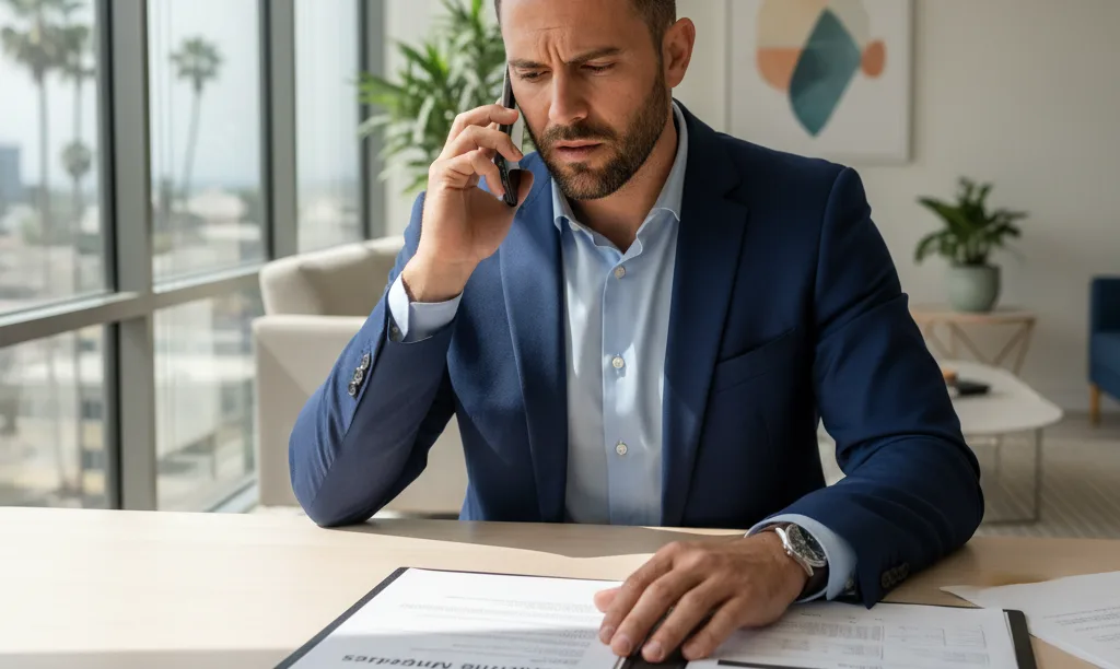 Loan officer on a critical final verification call.