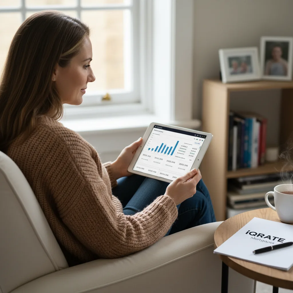 A happy couple reviewing their mortgage savings after shopping for the best rate