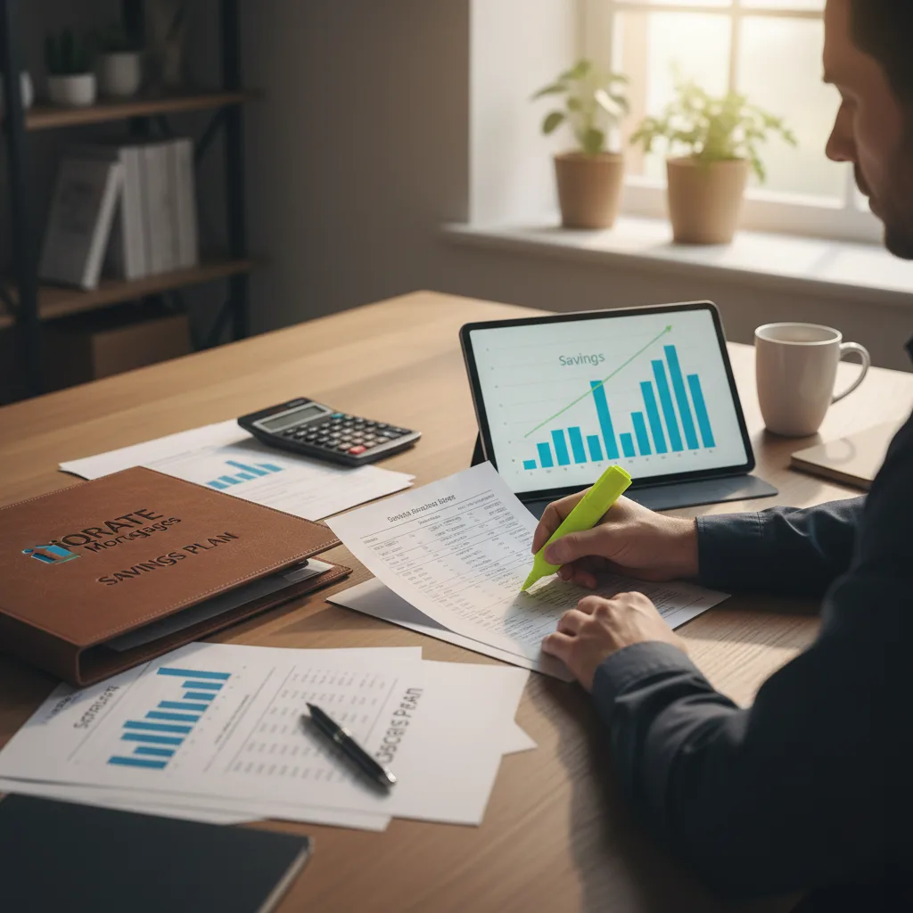 Homebuyer signing mortgage documents at a table.