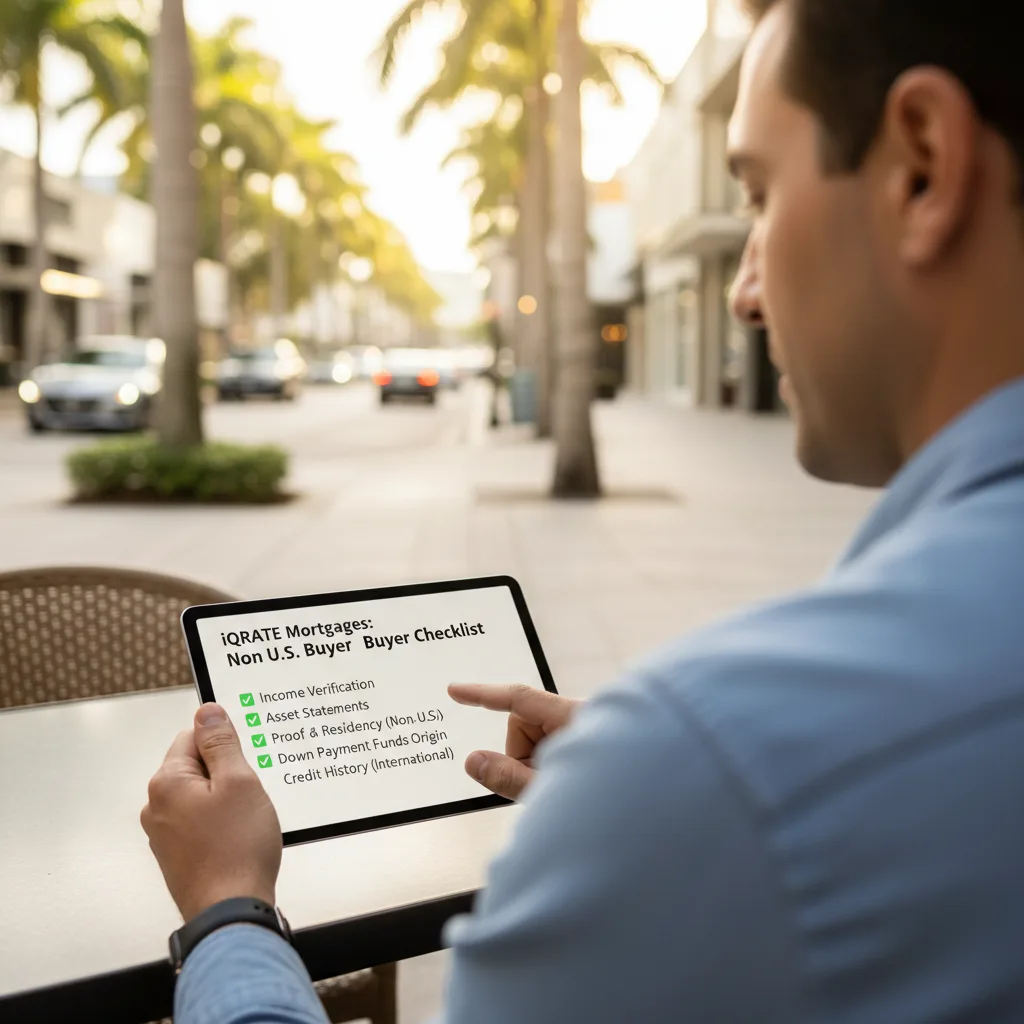 A person reviewing financial documents for a mortgage application.