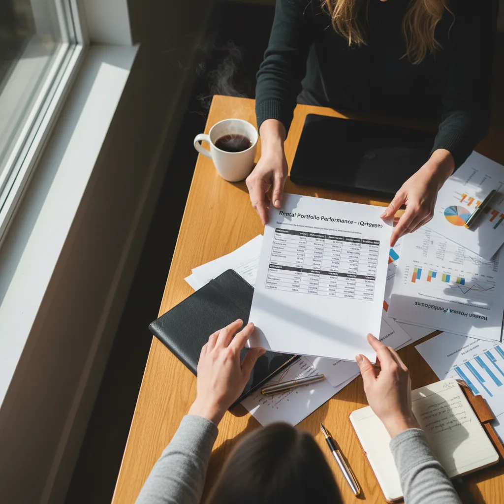 A calculator and documents on a desk, symbolizing the underwriting process for a jumbo mortgage.