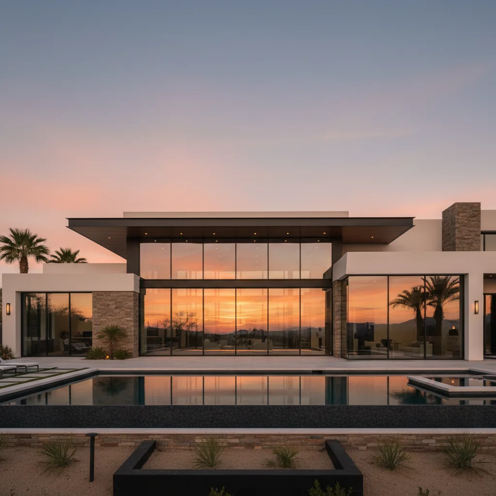 Modern home exterior in a Las Vegas neighborhood