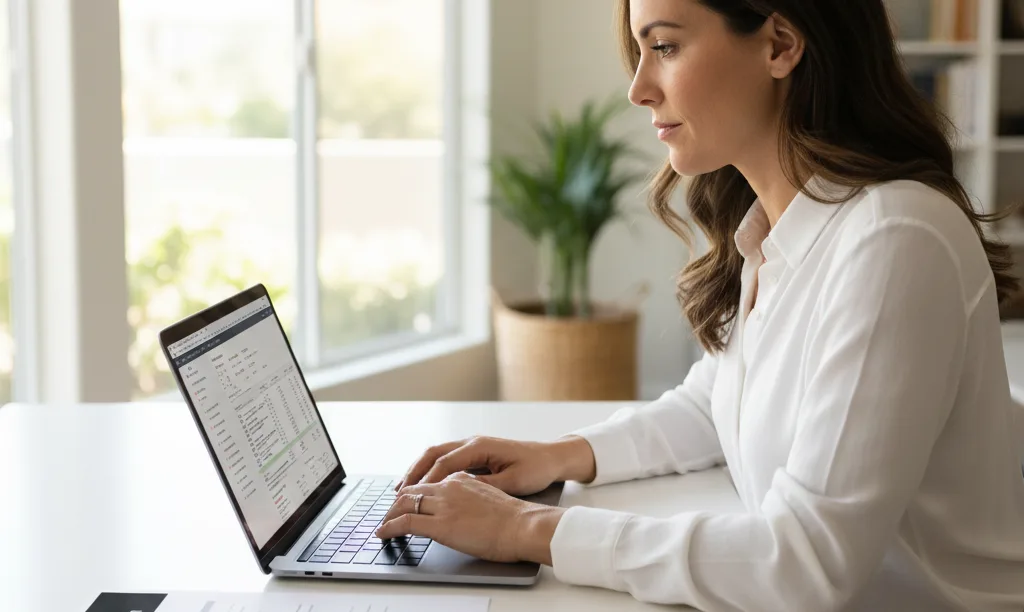 Female entrepreneur thoughtfully considering iQRATE Mortgages options.