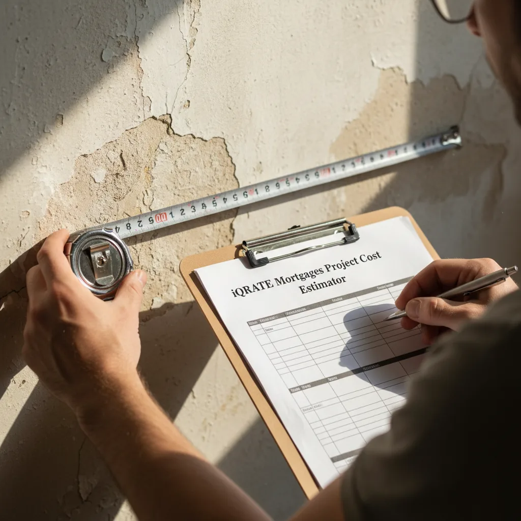 A couple reviewing their mortgage options and renovation budget.