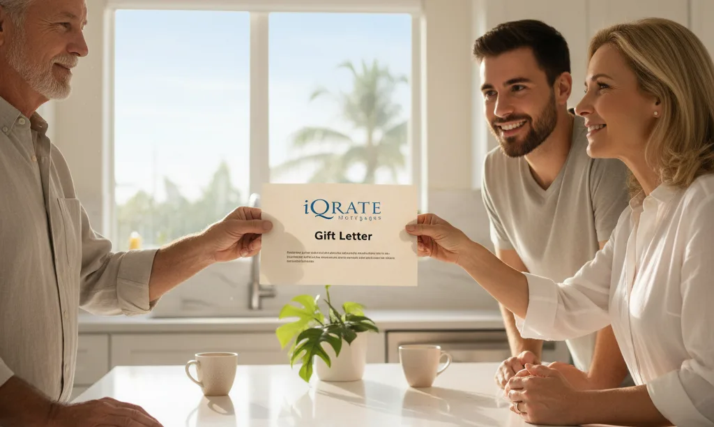 Family happily giving a home down payment gift.